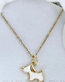 18k Gold Plated Dog Charm Necklace, Dog Lover's Jewelry