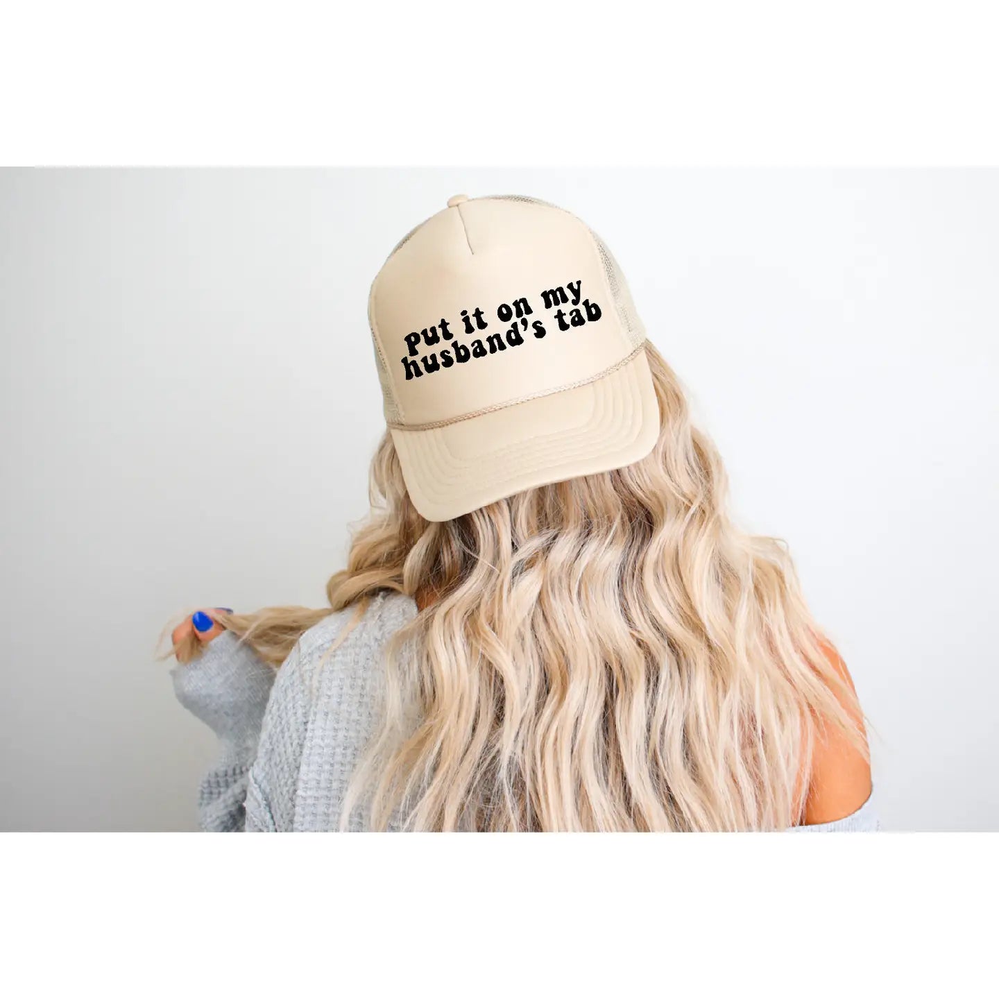 Husband's Tab Dtf Printed Khaki Trucker Hat