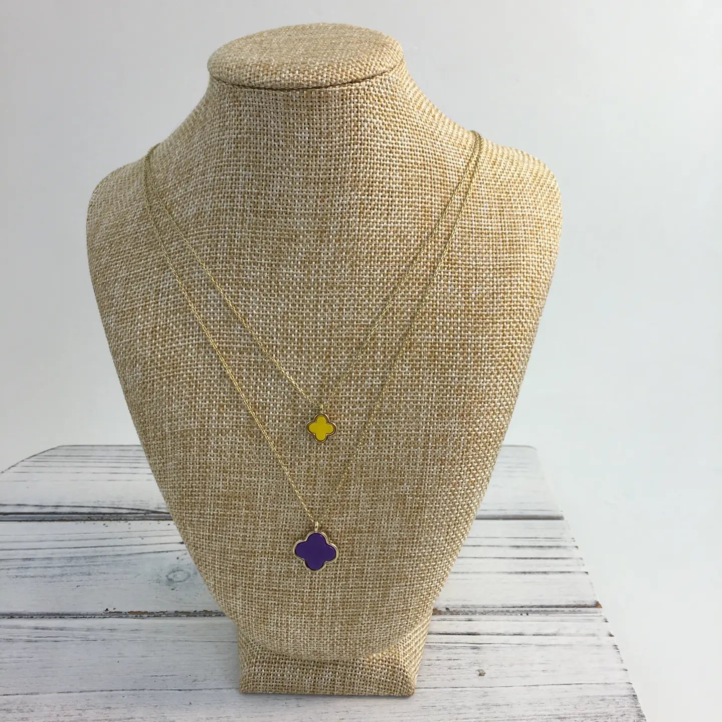 Purple and Gold Layered Pendant Necklace