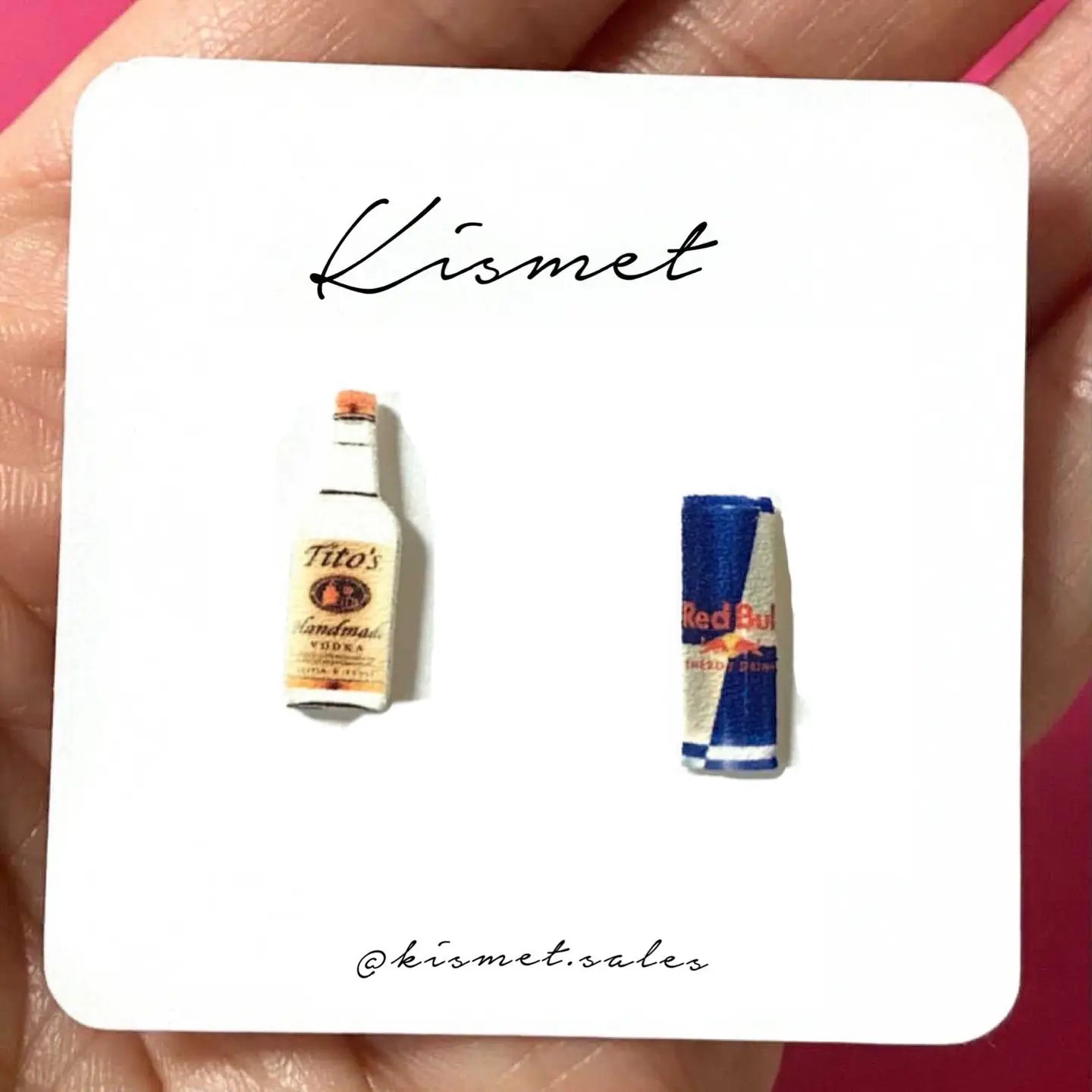 Vodka and Red Bull Stud Earrings