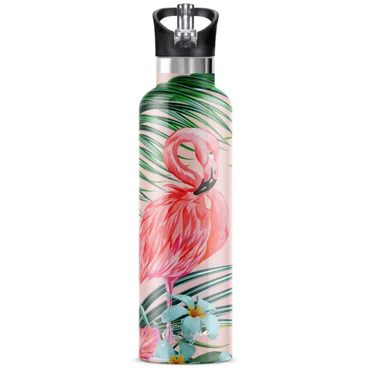 Flamingo Pink Tropical 25 oz Insulated Water Bottle