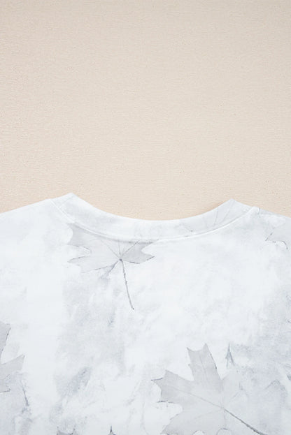 Beige Camo Print Pullover Top and Elastic Waist Casual Short Set