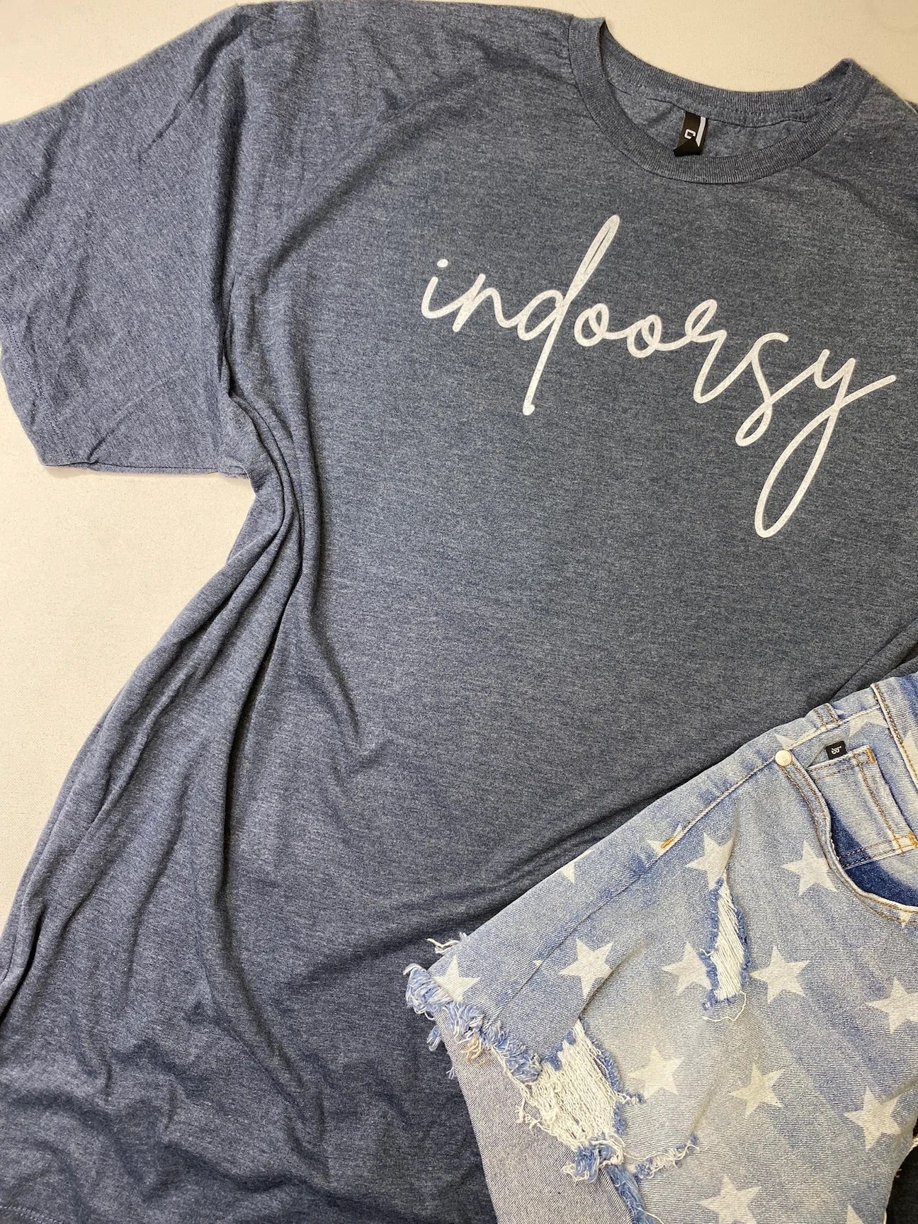 Indoorsy Navy Heathered Graphic Tee