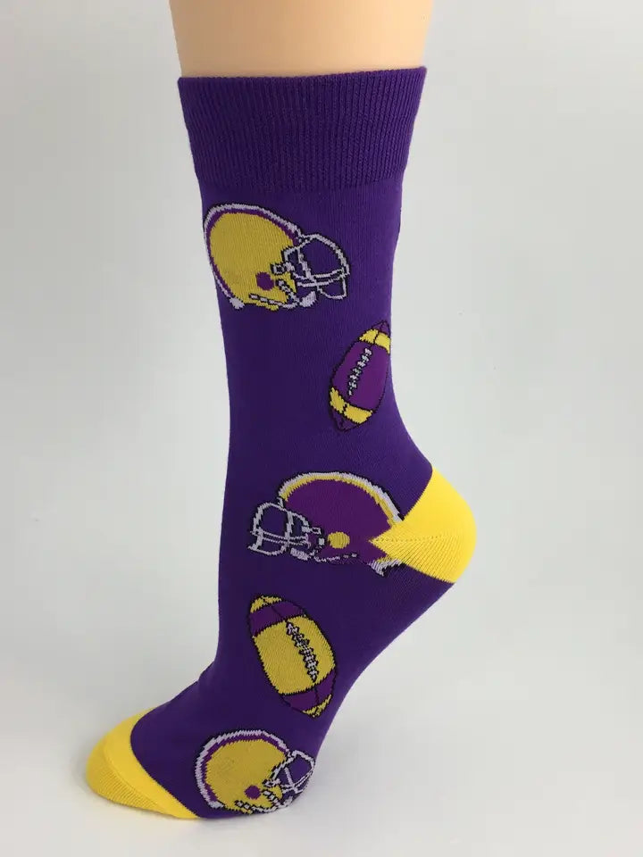 Football/Helmet Socks Purple and Gold