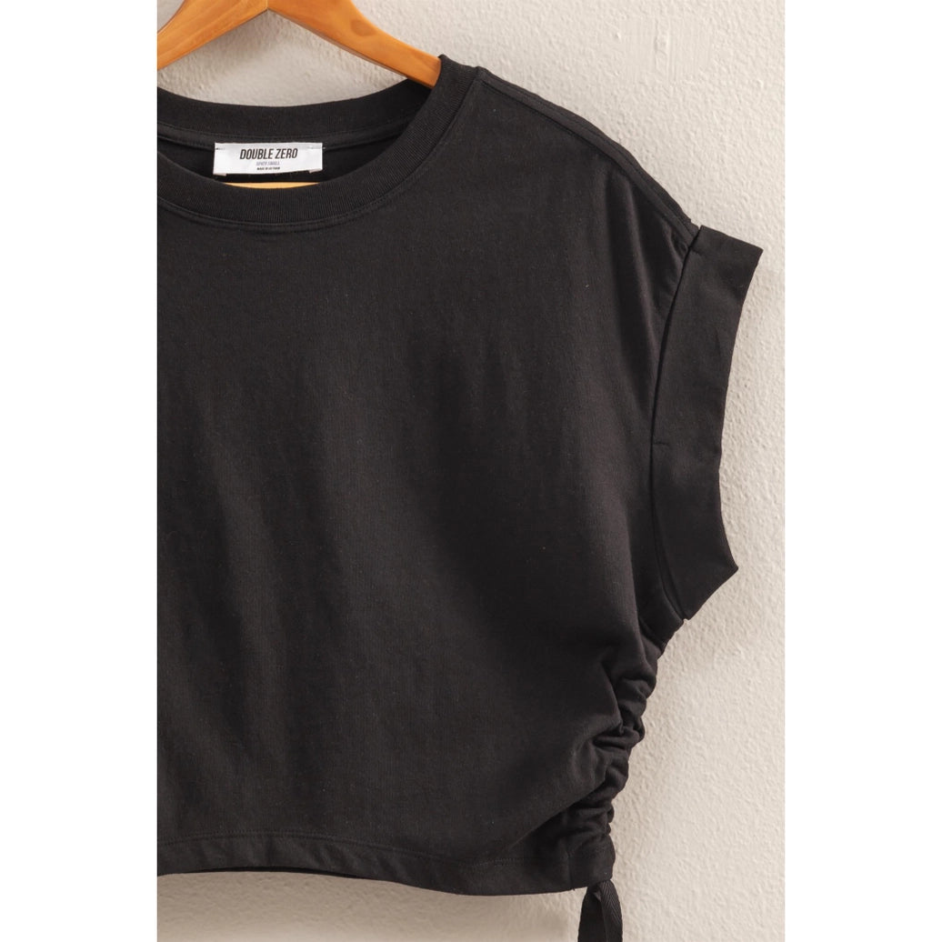 Short Sleeve Side Tie Detail Top