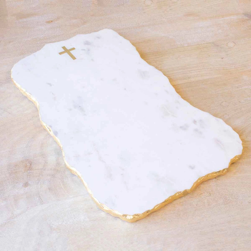 Cross Marble Serving Board White/Gold 9.5x15