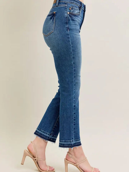 Judy Blue High Waist Vintage Wash Release Hem Kick Flare