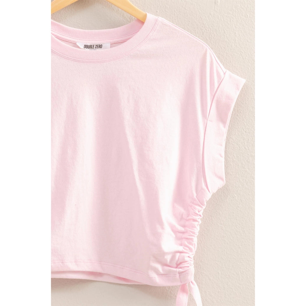 Short Sleeve Side Tie Detail Top