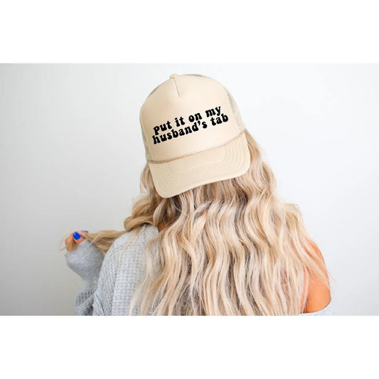 Husband's Tab Dtf Printed Khaki Trucker Hat