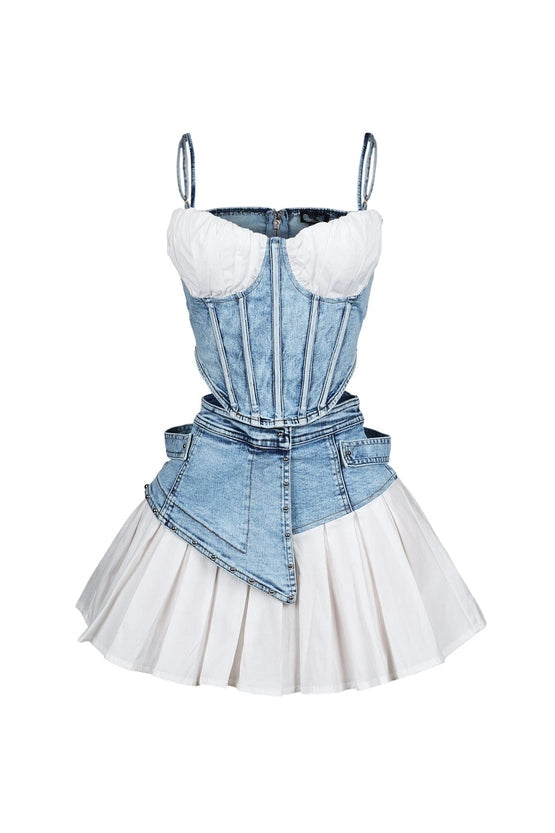 Denim Bustier and Skirt Set