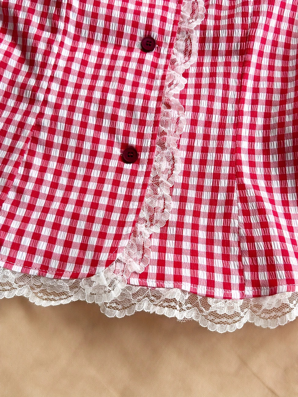 Lace Trim Preppy Basic Plaid Tank Top