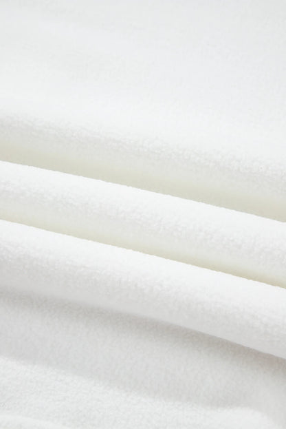 White Exposed Seam Chest Pocket Knit Pullover Sweatshirt