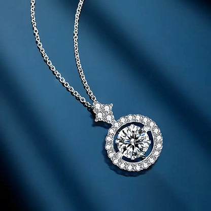 Dancing Moissanite Charm Necklace in 925 Sterling Silver