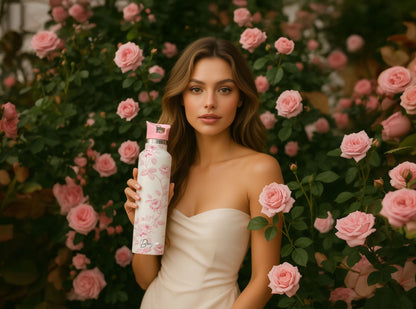 Blush English Rose 25 oz Insulated Water Bottle
