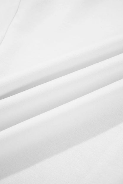 White Solid Color Zip Up Knit Puff Sleeve Jacket