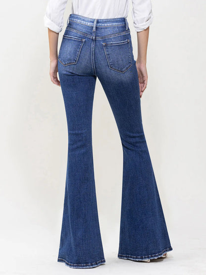 High Rise Color Block Super Flare Jeans