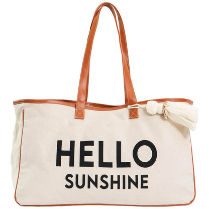 Magid Canvas Slogan Tote "Hello Sunshine"