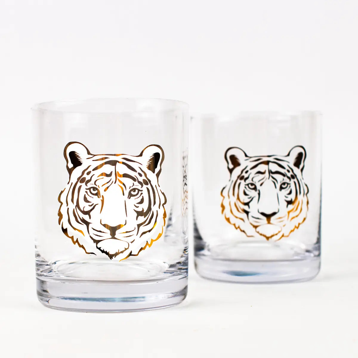 Tiger Rocks Glass Set Clear/Gold 13oz