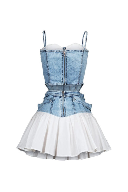 Denim Bustier and Skirt Set