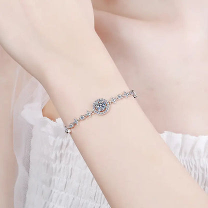 Moissanite Charm Wedding Bracelet in 925 Sterling Silver (A)