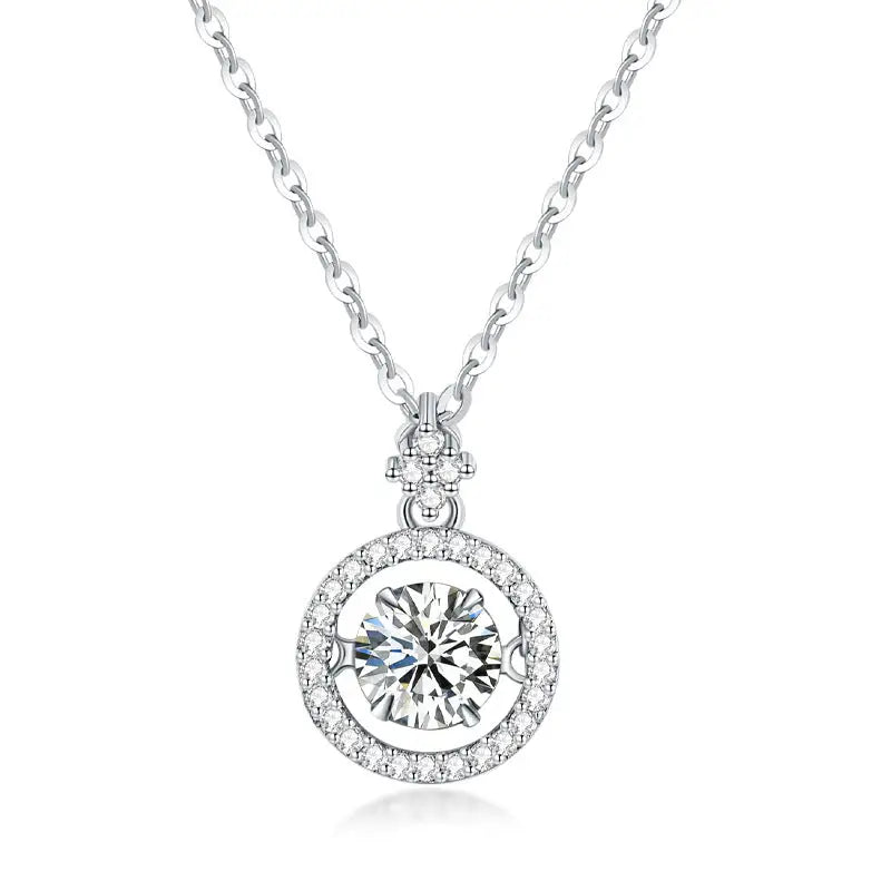 Dancing Moissanite Charm Necklace in 925 Sterling Silver