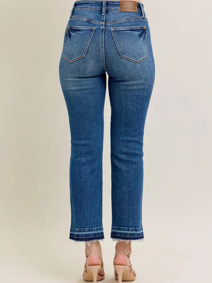 Judy Blue High Waist Vintage Wash Release Hem Kick Flare
