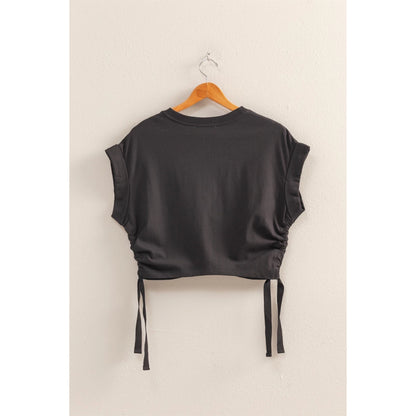 Short Sleeve Side Tie Detail Top