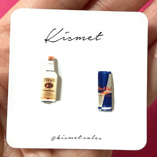 Vodka and Red Bull Stud Earrings