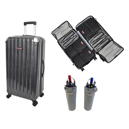 12-Bottle Wine Carrying Suitcase (Silver)