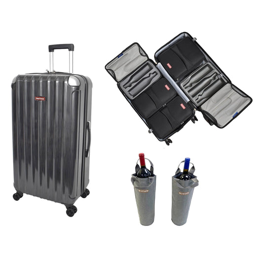 12-Bottle Wine Carrying Suitcase (Silver)