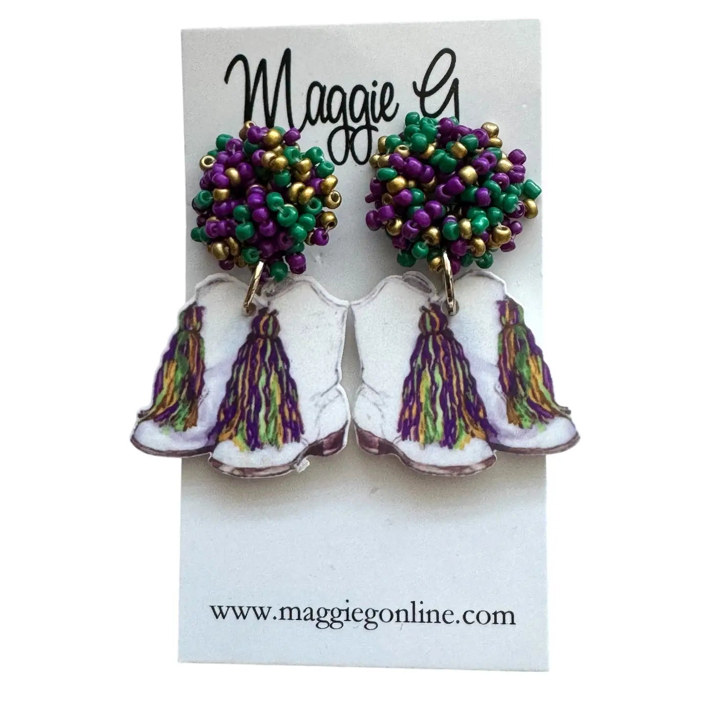 Mardi Gras Marching Boots Seed Bead