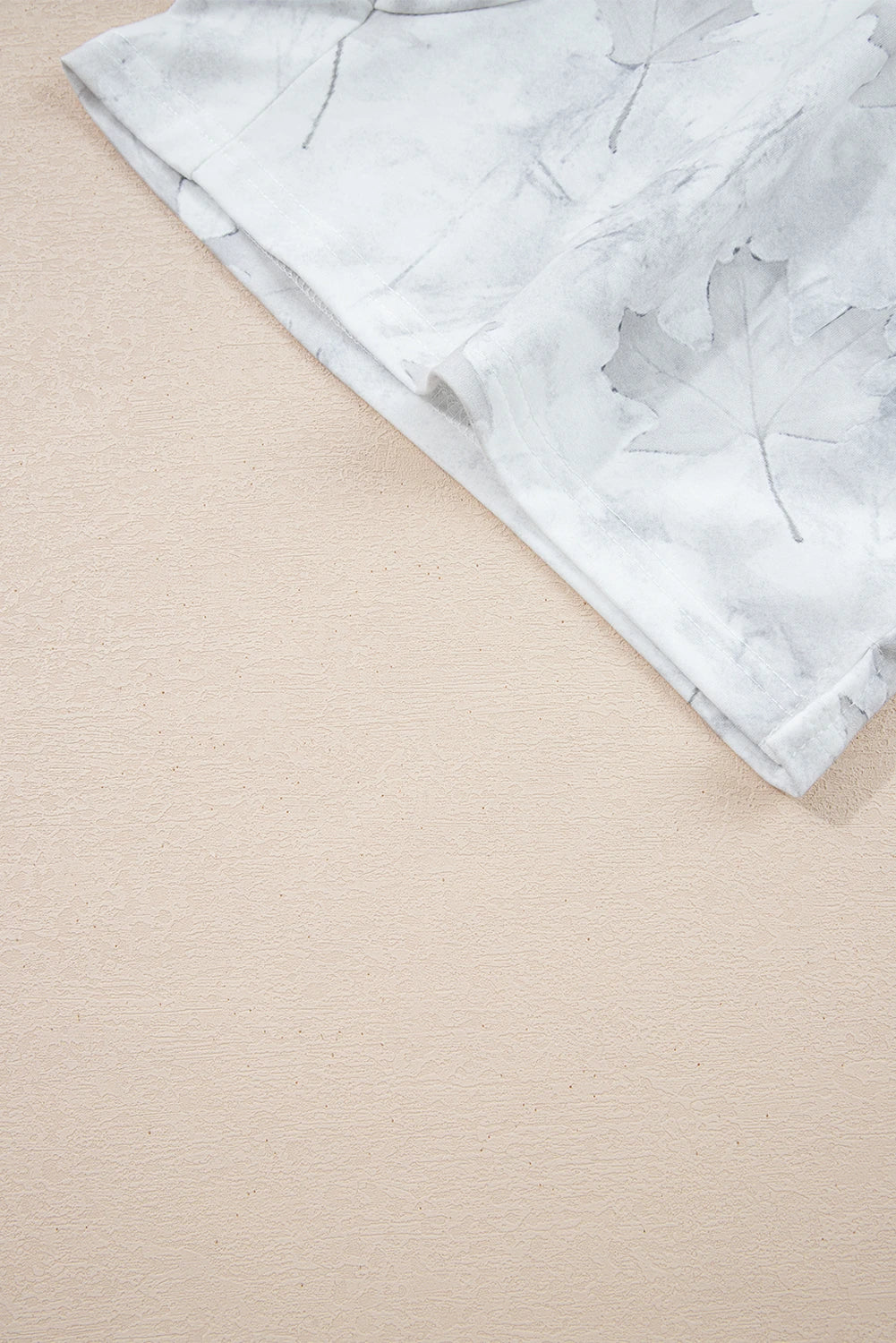 Beige Camo Print Pullover Top and Elastic Waist Casual Short Set