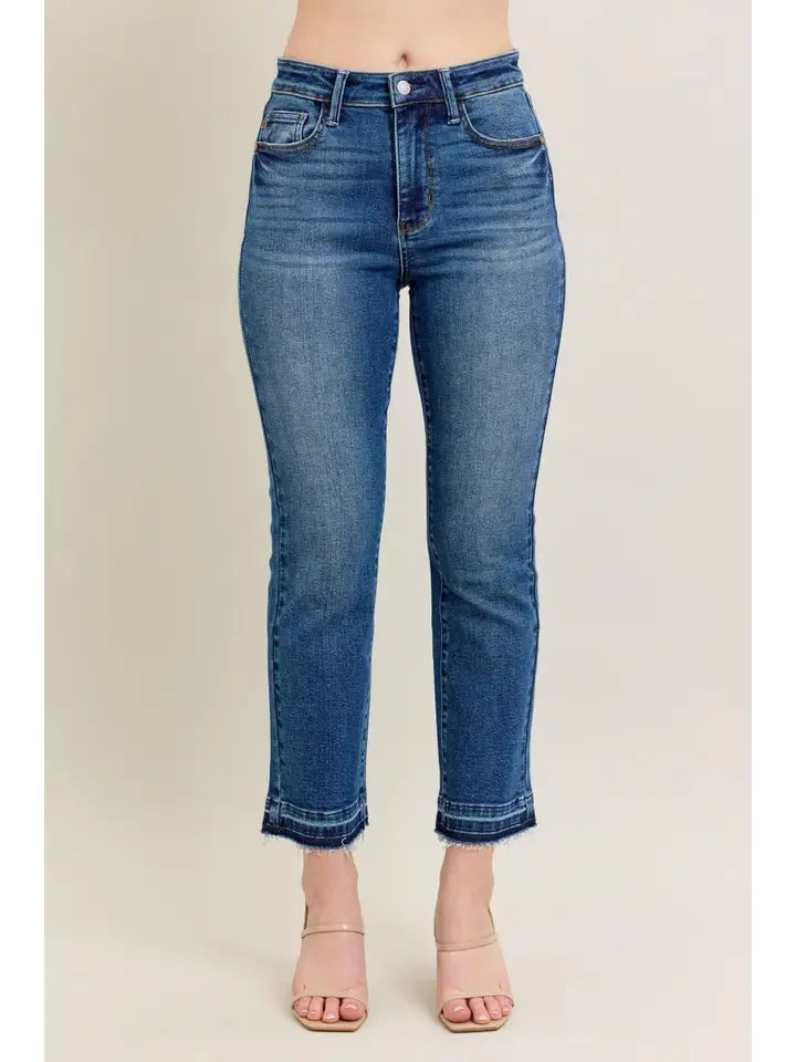 Judy Blue High Waist Vintage Wash Release Hem Kick Flare