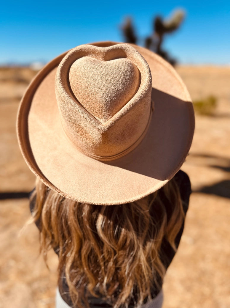 Vegan Suede Pencil Curl Brim Sweetheart Crown Fedora Hats