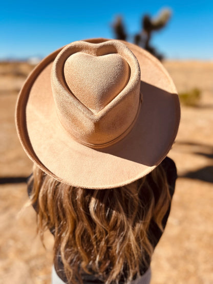 Vegan Suede Pencil Curl Brim Sweetheart Crown Fedora Hats