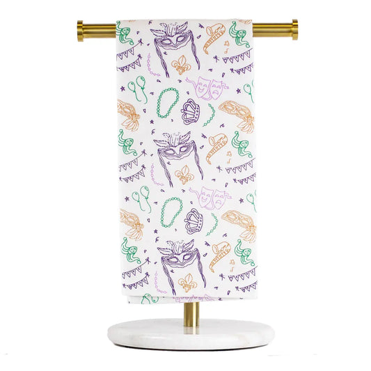 Royal Parade Hand Towel White/Purple/Green/Gold 20x28