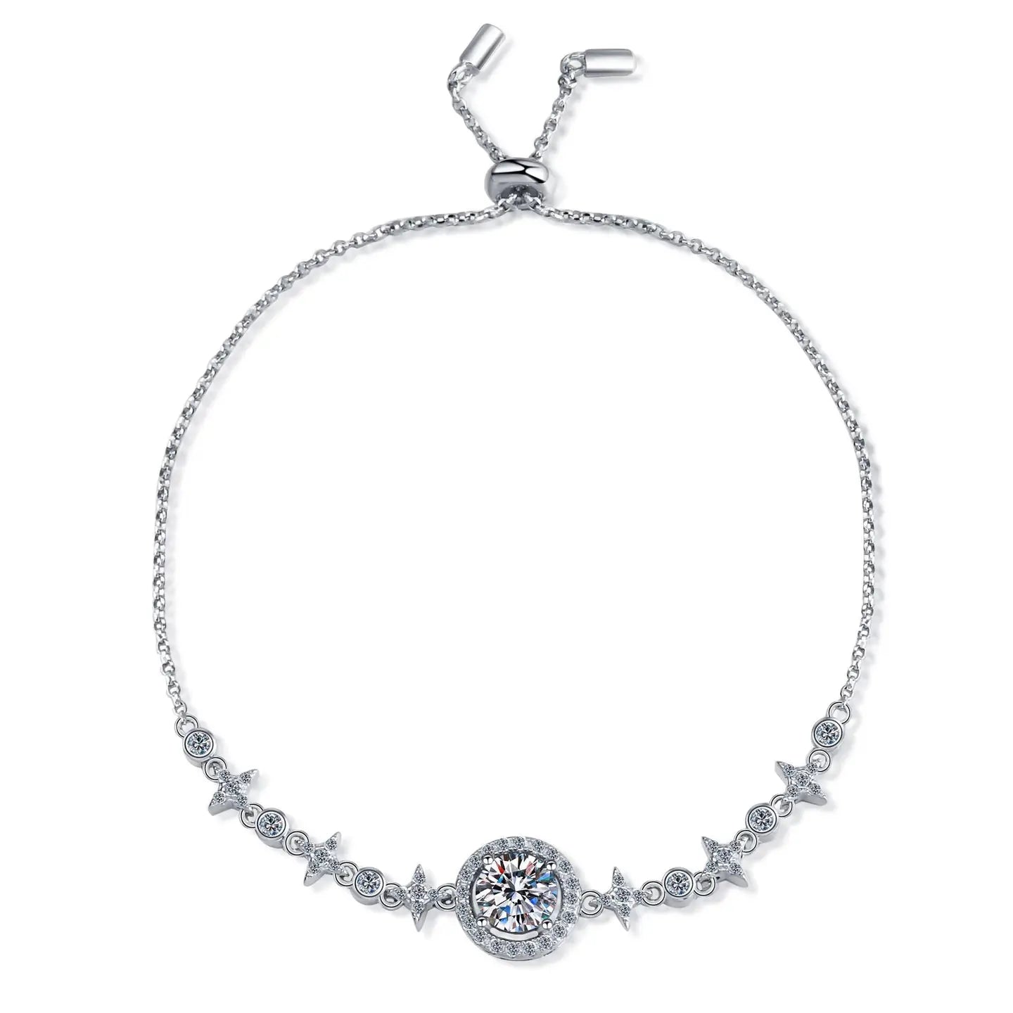 Moissanite Charm Wedding Bracelet in 925 Sterling Silver (A)