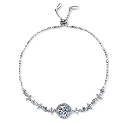 Moissanite Charm Wedding Bracelet in 925 Sterling Silver (A)