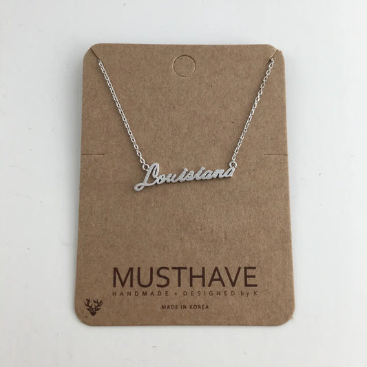 Louisiana Script Necklace