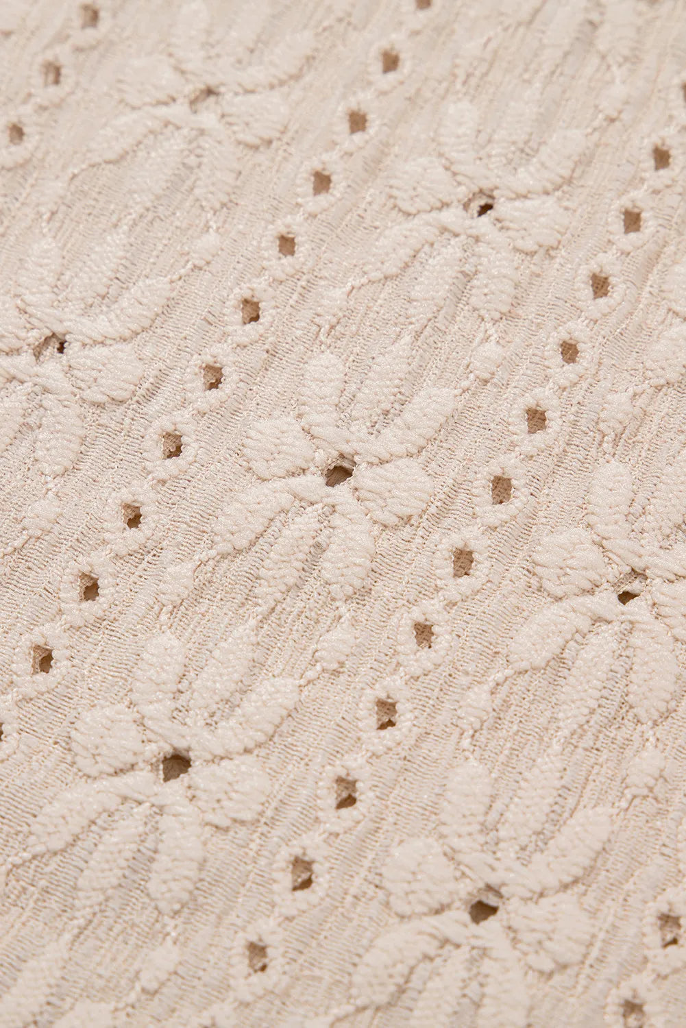 Oatmeal Floral Textured Crew Neck Tank Top