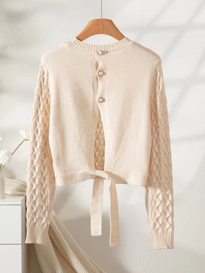 Knit Backless Tie-Front Sweater Top