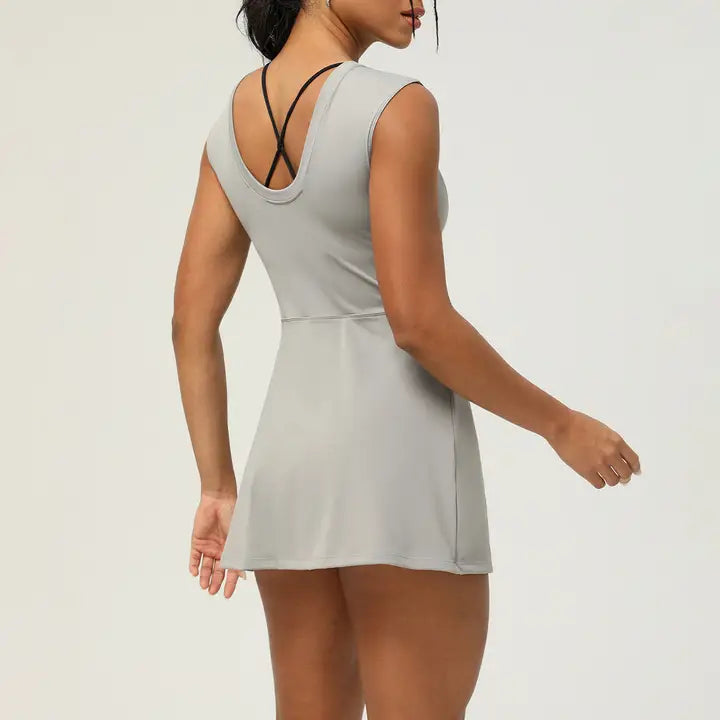 Athletic Sleeveless Dress with Built-in Short