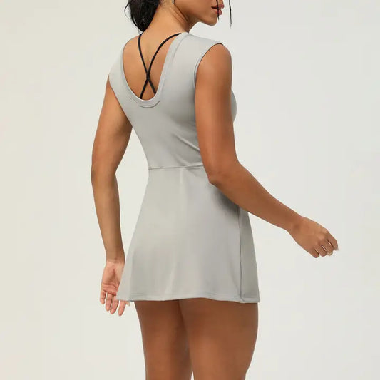 Athletic Sleeveless Dress with Built-in Short