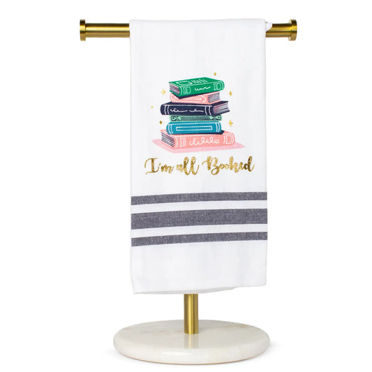 I'm All Booked Hand Towel White/Multi 20x28