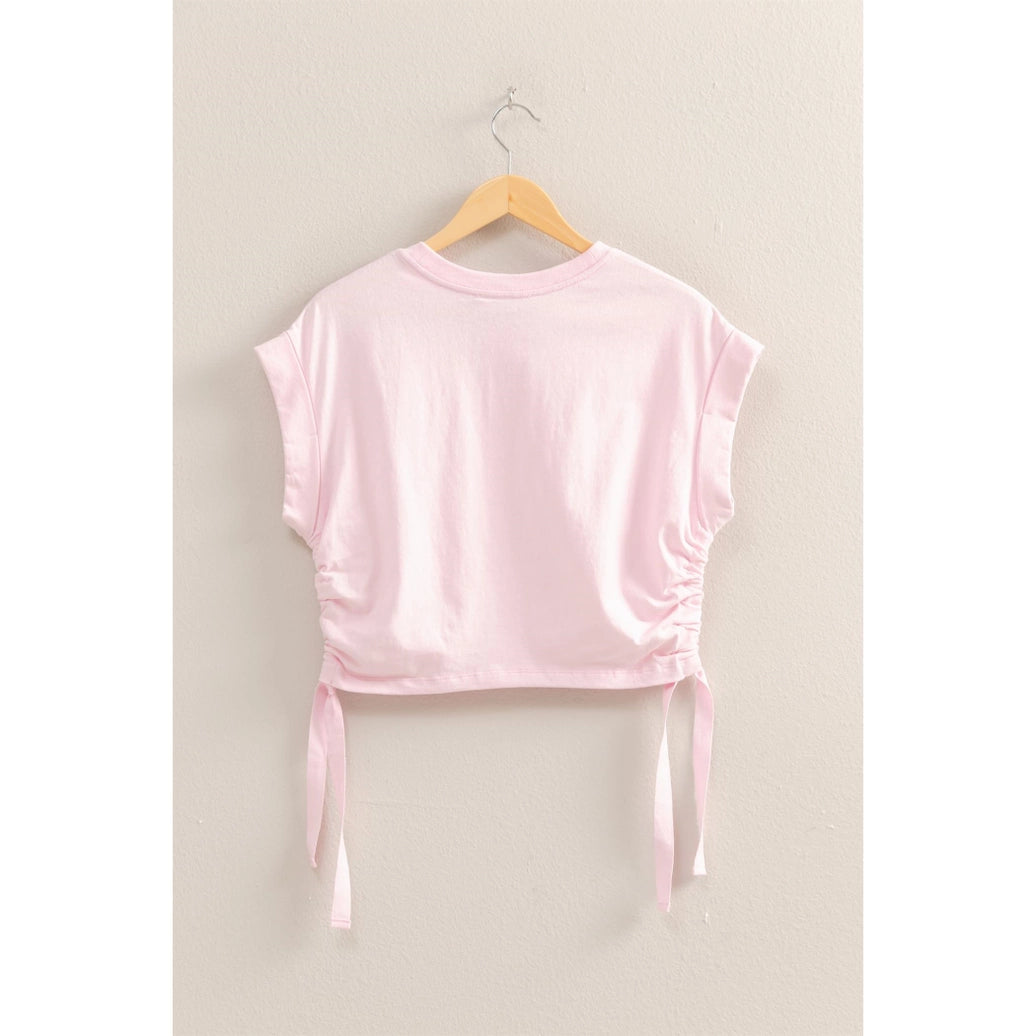 Short Sleeve Side Tie Detail Top