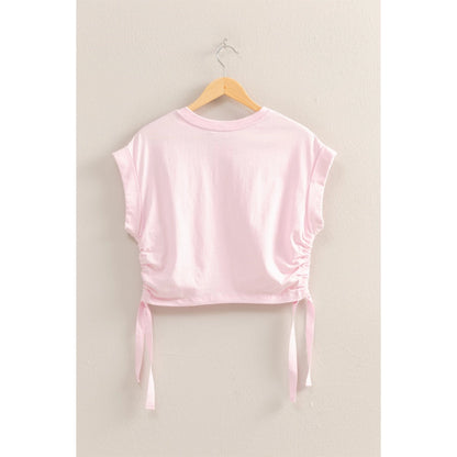 Short Sleeve Side Tie Detail Top