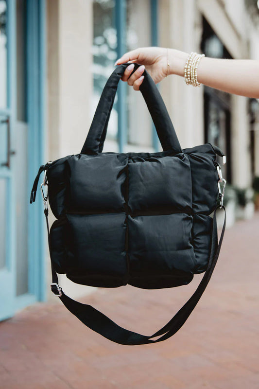 Black Mini Puffer Tote Handbag